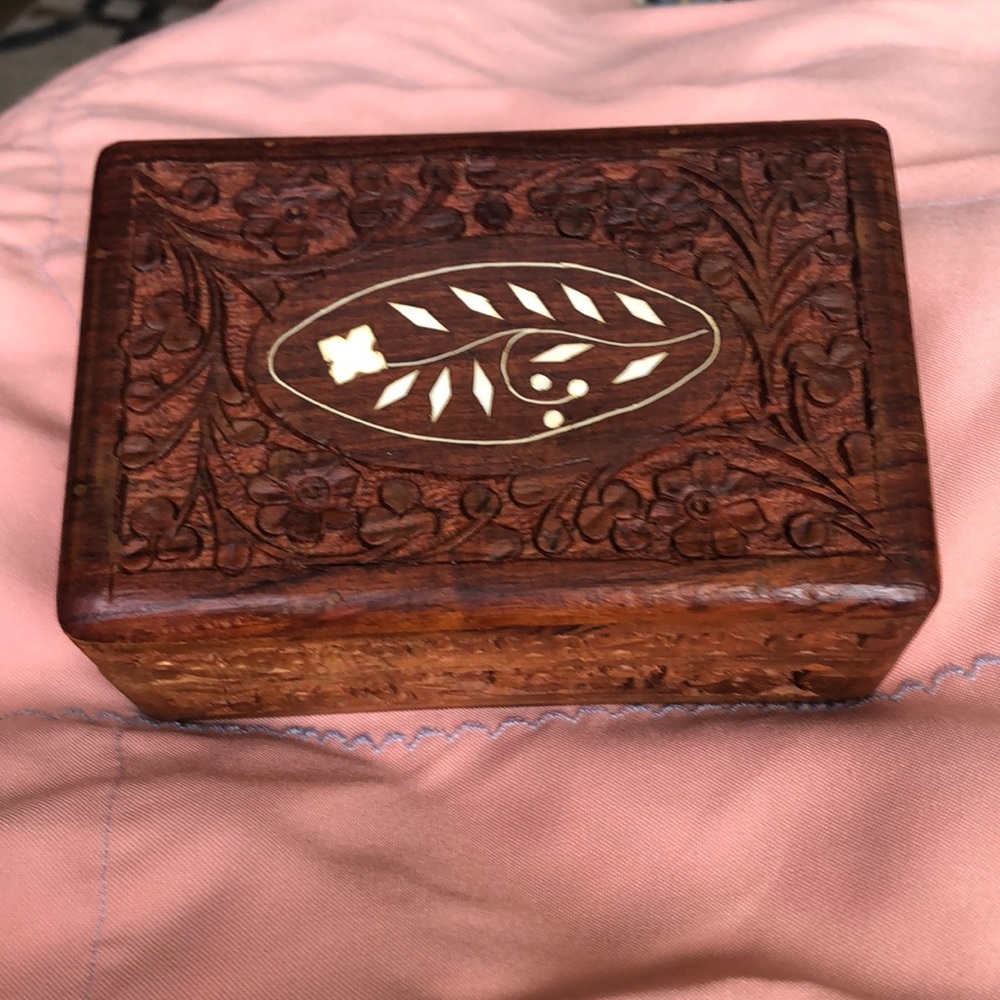 Action brand hand carved wooden jewelry box